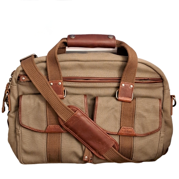 L.L. Bean Bags Ll Bean Canvas And Leather Messenger Bagtravel Bag